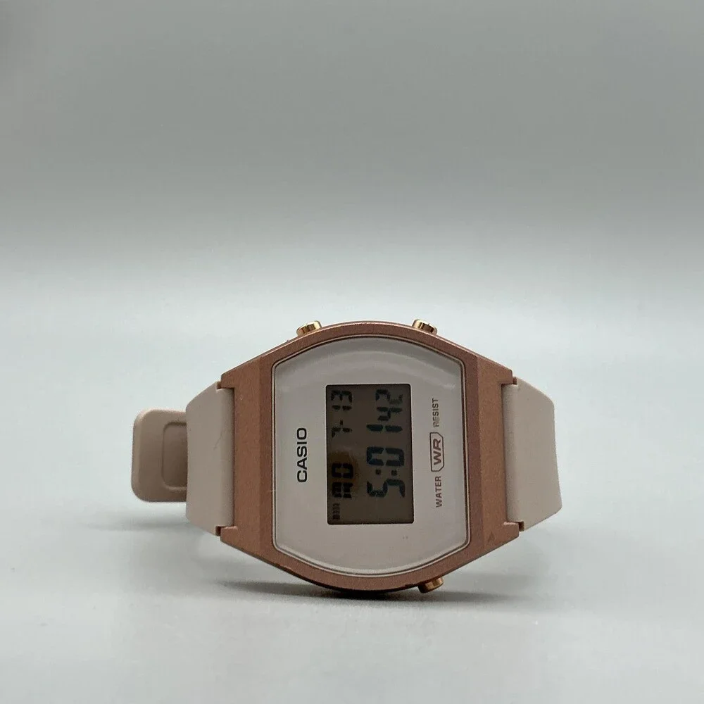 Casio 3299 LW-204 Womens Watch 35mm White Digital Beige Strap 30M WR Alarm
